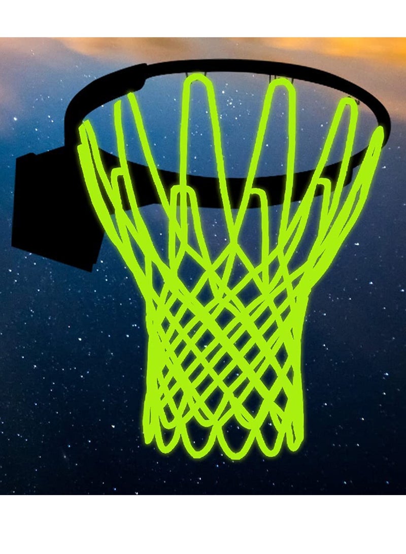 SYOSI Nightlight Basketball Net Luminous Outdoor Portable Sun Powered Sports Nylon Basketball Net, Heavy Duty Basketball Net Replacement.12 Loops Standard Size Night Basketball Sports Gift  - Image 3