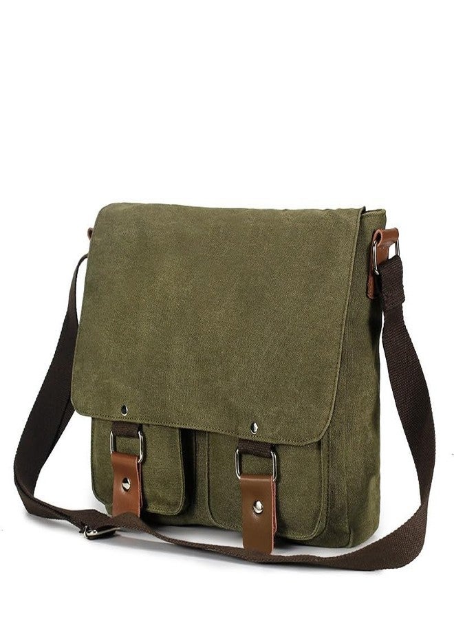 Handcuffs Vintage Canvas Messenger Bag for Men & Women Crossbody Sling with Multiple Pockets Stylish Shoulder Satchel for College, Office, Travel & Daily Use (Olive) - Image 1