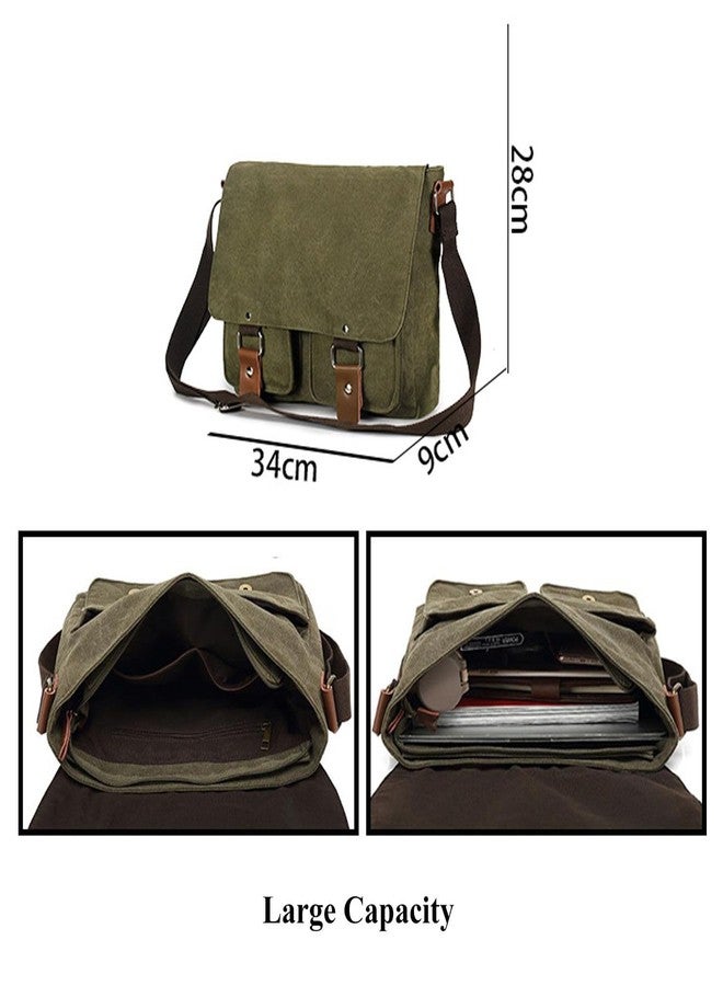Handcuffs Vintage Canvas Messenger Bag for Men & Women Crossbody Sling with Multiple Pockets Stylish Shoulder Satchel for College, Office, Travel & Daily Use (Olive) - Image 2