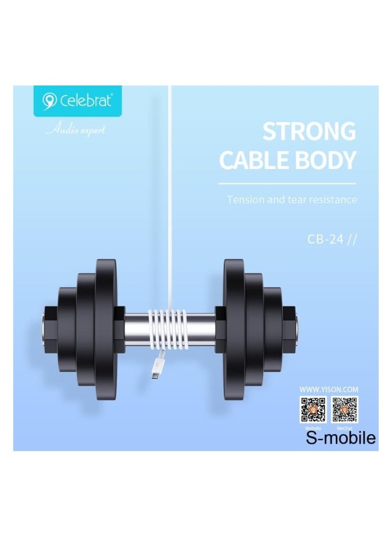 سليبرات - سيليبرات CB-24 كابل USB محمول إلى Lightning للشحن السريع ونقل البيانات بتصميم سلك مسطح ويناسب الهاتف المحمول 2.4 أمبير / 1.2 متر - أبيض - Image 1