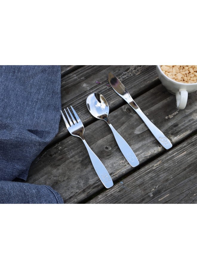 Exzact Children's Flatware Kids Silverware 9pcs/Toddler Utensils 3 x Forks, 3 x Safe Dinnerknives, 3 x Dinner Spoons - Dog Cat Bunny Engraved Design - Image 4