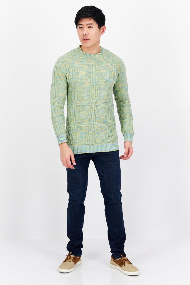 Lyle & Scott سويت شيرت رجالي بياقة دائرية منسوج، أخضر - Image 2