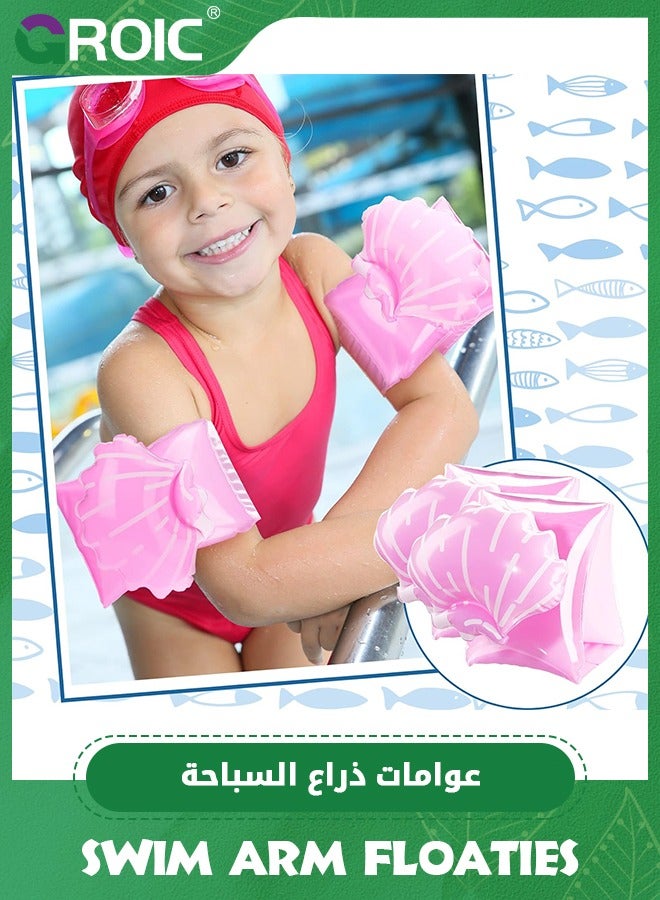 GROIC 8 قطع/4 أزواج من عوامات الذراع للسباحة للأطفال، أساور سباحة قابلة للنفخ وأكمام عوامات للسباحة، حلقات عوامات الذراع للسباحة للأطفال الصغار، حلقات سباحة أنبوبية وأذرع قابلة للطي - Image 5