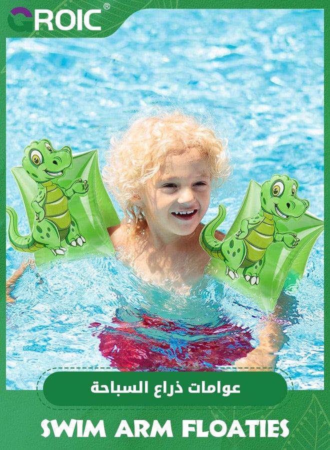 GROIC 8 قطع/4 أزواج من عوامات الذراع للسباحة للأطفال، أساور سباحة قابلة للنفخ وأكمام عوامات للسباحة، حلقات عوامات الذراع للسباحة للأطفال الصغار، حلقات سباحة أنبوبية وأذرع قابلة للطي - Image 2
