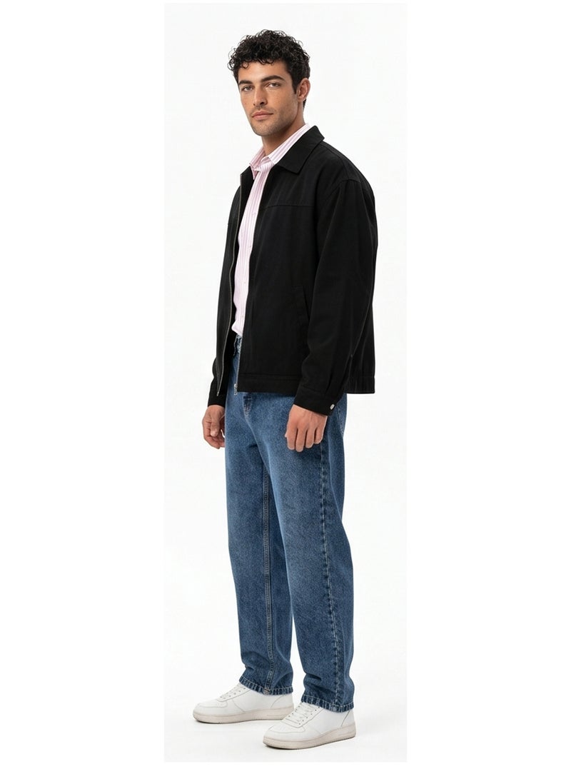 RAVIN Mid-Blue Relaxed Straight Fit Denim Jeans - Image 4
