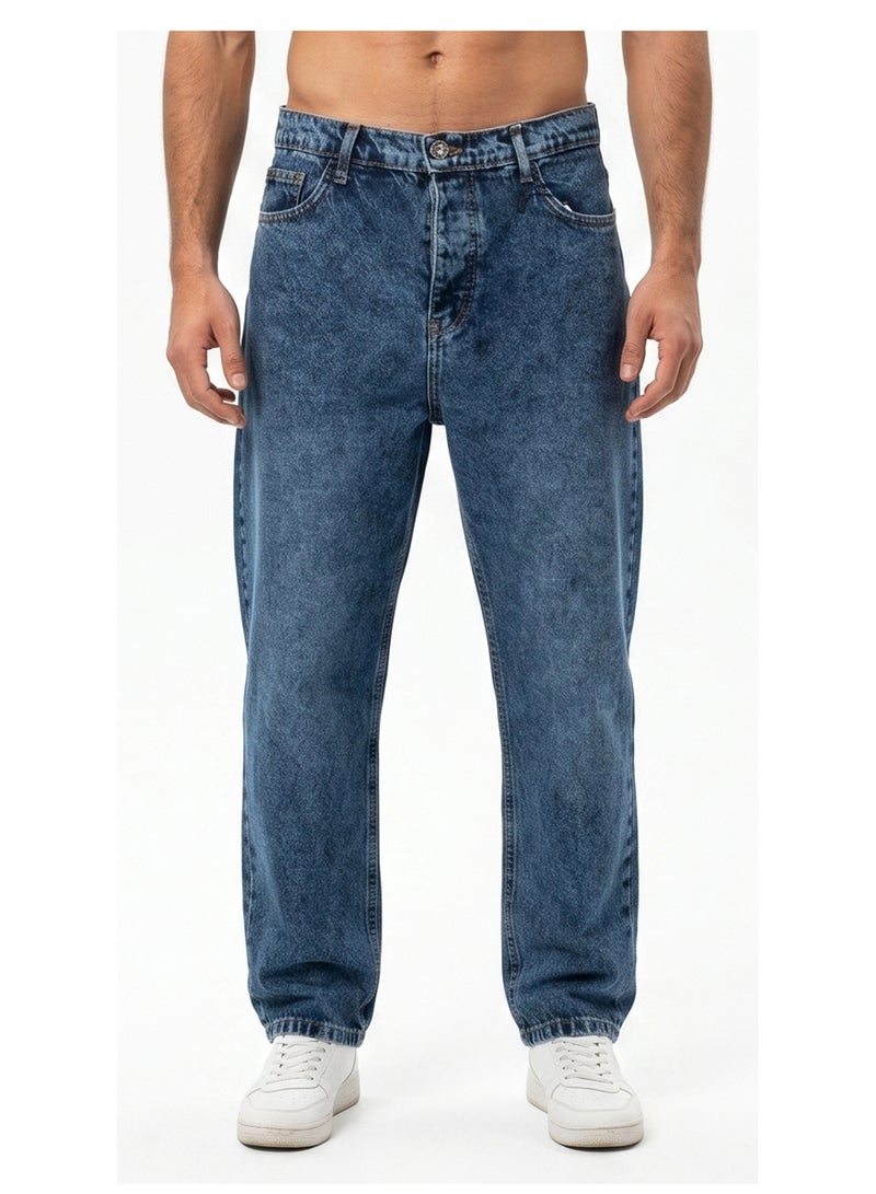 RAVIN Mid-Blue Relaxed Straight Fit Denim Jeans - Image 1