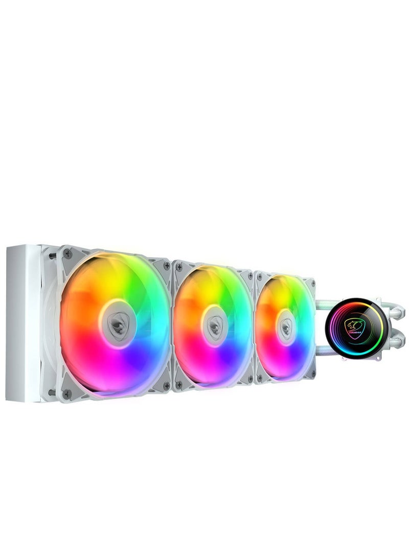 Cougar Cougar Poseidon Elite aRGB AIO Liquid Cooler, 360mm Radiator Length, Copper Cold Plate, 2700 RPM Pump Speed, 120mm Fan, 2200 RPM Fan Speed, 62.53 CFM Airflow, White | 3MPSD360.0002  - Image 1