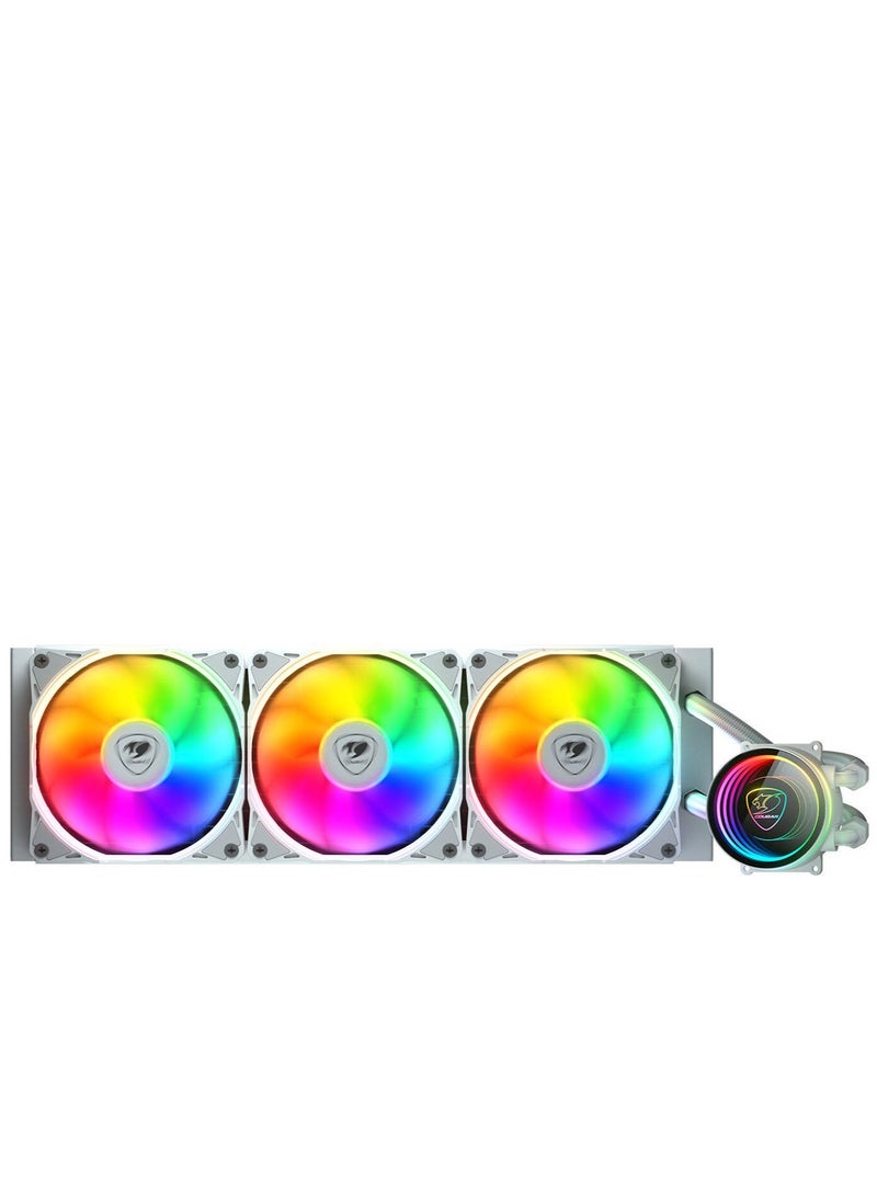 Cougar Cougar Poseidon Elite aRGB AIO Liquid Cooler, 360mm Radiator Length, Copper Cold Plate, 2700 RPM Pump Speed, 120mm Fan, 2200 RPM Fan Speed, 62.53 CFM Airflow, White | 3MPSD360.0002  - Image 2