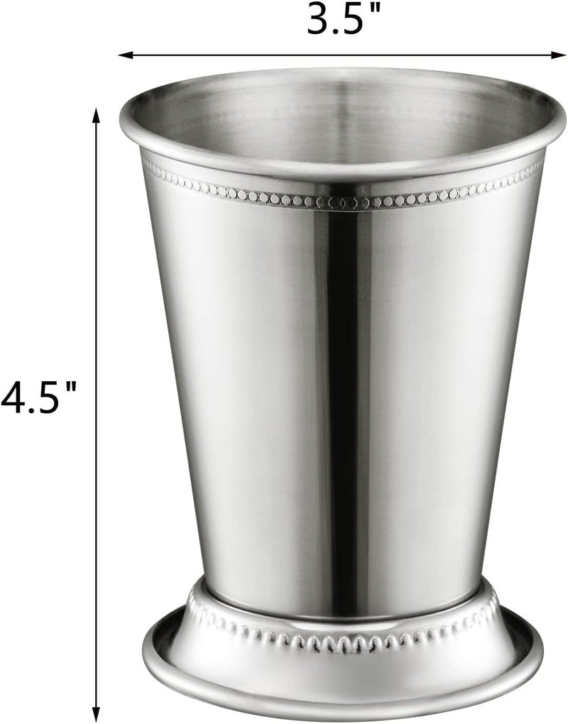ZEAYEA Set of 2 Mint Julep Cups, Classic Stainless Steel Glasses for Party Bar Home Restaurant, 12 oz Metal Cocktail Glasses for Beer Juice Beverage, Silver - Image 2
