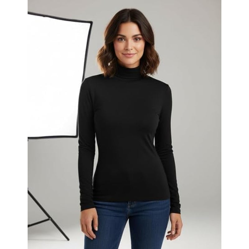 Women Thermal Mock Turtleneck Tops Long Sleeve Shirts Fleece Lined Undershirt Thermal Shirts Cotton Slim Fitted Base Layer thermal Underwear - Image 2