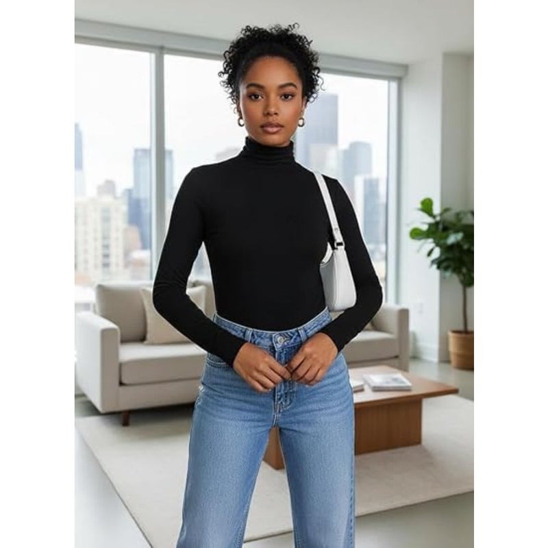 Women Thermal Mock Turtleneck Tops Long Sleeve Shirts Fleece Lined Undershirt Thermal Shirts Cotton Slim Fitted Base Layer thermal Underwear - Image 3