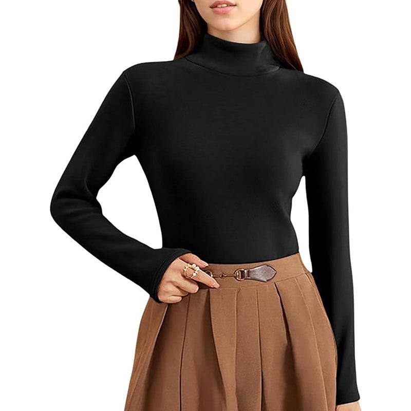 Women Thermal Mock Turtleneck Tops Long Sleeve Shirts Fleece Lined Undershirt Thermal Shirts Cotton Slim Fitted Base Layer thermal Underwear - Image 1