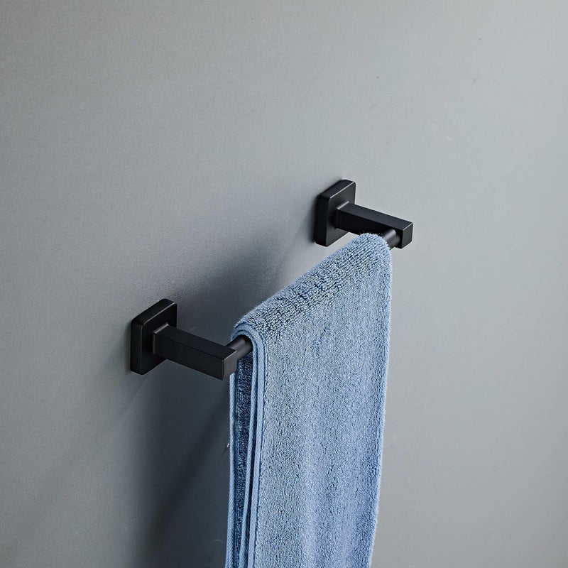 KUUBTH Bathroom Towel Bar  Bath Accessories Thicken Stainless Steel Shower Towel Rack for Bathroom  Towel Holder Wall Mounted (Matte Black  12 Inch) - Image 2