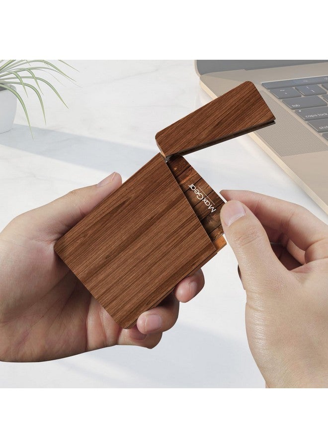 MaxGear Business Card Holder Wood Business Card Holders, Business Card Case Name Card Holder For Men Pocket Card Holder With Magnetic Closure, Walnut Beech - Image 5