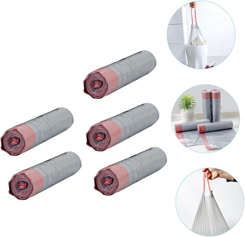 5 لفات إضافية قوية جدًا من أكياس القمامة ذات رباط السحب، أكياس سميكة من البولي إيثيلين للتخلص من نفايات المطبخ، ألوان عشوائية - Image 3