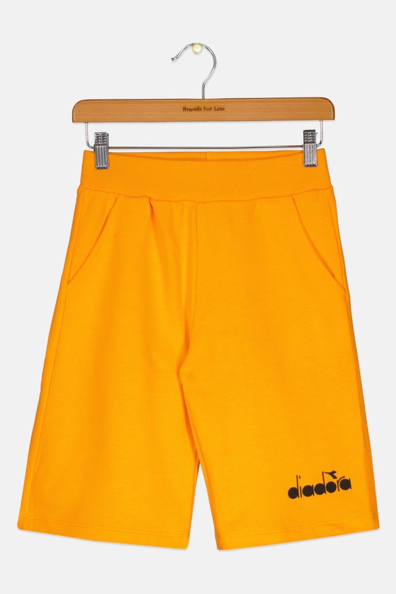 DIADORA Kids Boy Brand Logo Pull-On Shorts, Orange - Image 1