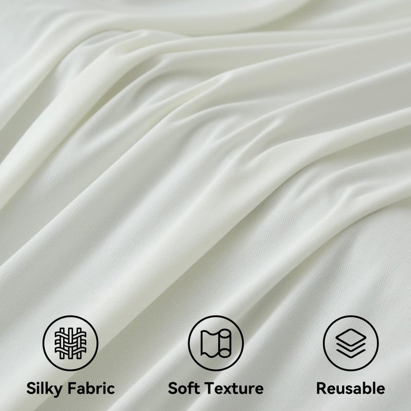 Htper 20ft x 12ft Ivory Backdrop Curtain for Parties, Wrinkle Free Polyester 4 Panels 5x12ft Photo Backdrop Drapes Back Drop Cloth for Wedding Birthday Party Baby Shower Photography Background - Image 3