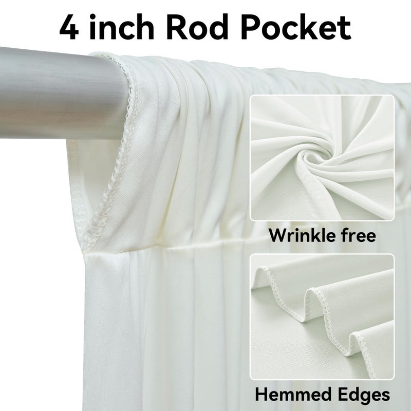 Htper 20ft x 12ft Ivory Backdrop Curtain for Parties, Wrinkle Free Polyester 4 Panels 5x12ft Photo Backdrop Drapes Back Drop Cloth for Wedding Birthday Party Baby Shower Photography Background - Image 2