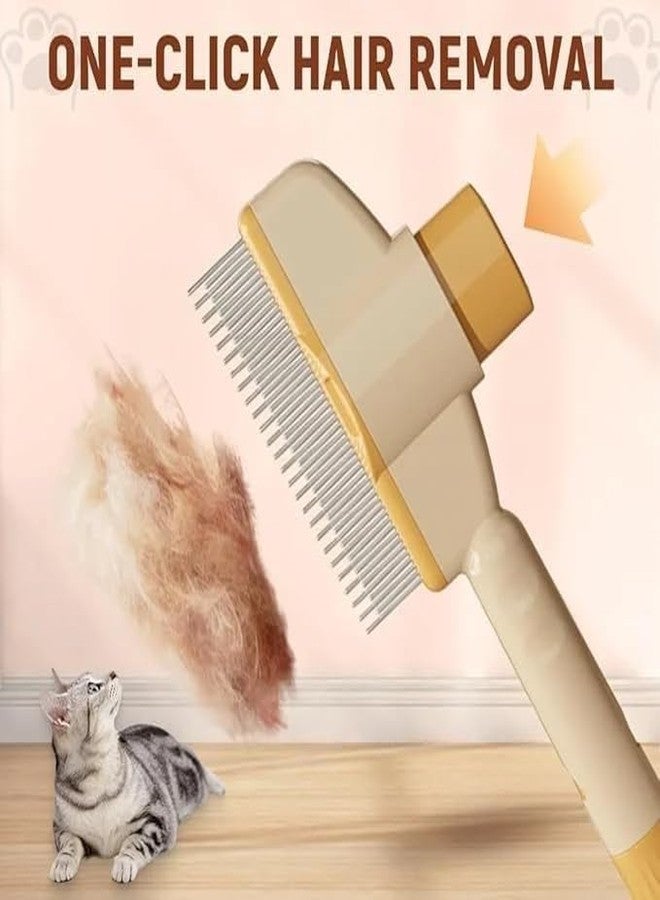 ODMART Self Cleaning Slicker Brush for Dogs & Cats, Pet Grooming Brush with Release Button, Steam Deshedding Slicker & Flea Comb, Dual-Sided Stainless Steel Teeth for Undercoat Hair Removal (1 Pc) - Image 3