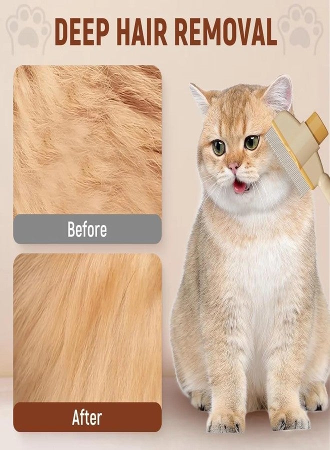 ODMART Self Cleaning Slicker Brush for Dogs & Cats, Pet Grooming Brush with Release Button, Steam Deshedding Slicker & Flea Comb, Dual-Sided Stainless Steel Teeth for Undercoat Hair Removal (1 Pc) - Image 2
