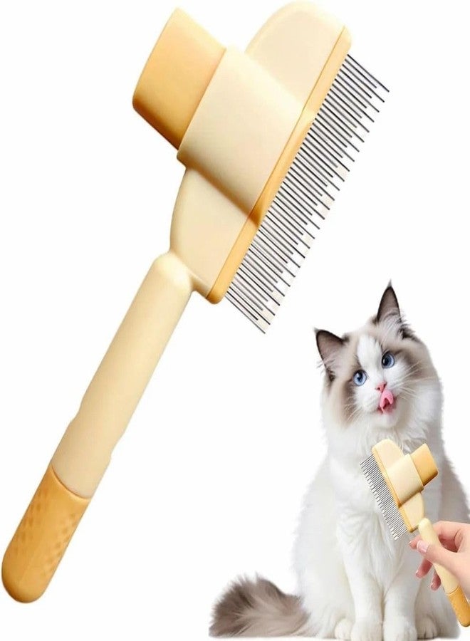ODMART Self Cleaning Slicker Brush for Dogs & Cats, Pet Grooming Brush with Release Button, Steam Deshedding Slicker & Flea Comb, Dual-Sided Stainless Steel Teeth for Undercoat Hair Removal (1 Pc) - Image 1