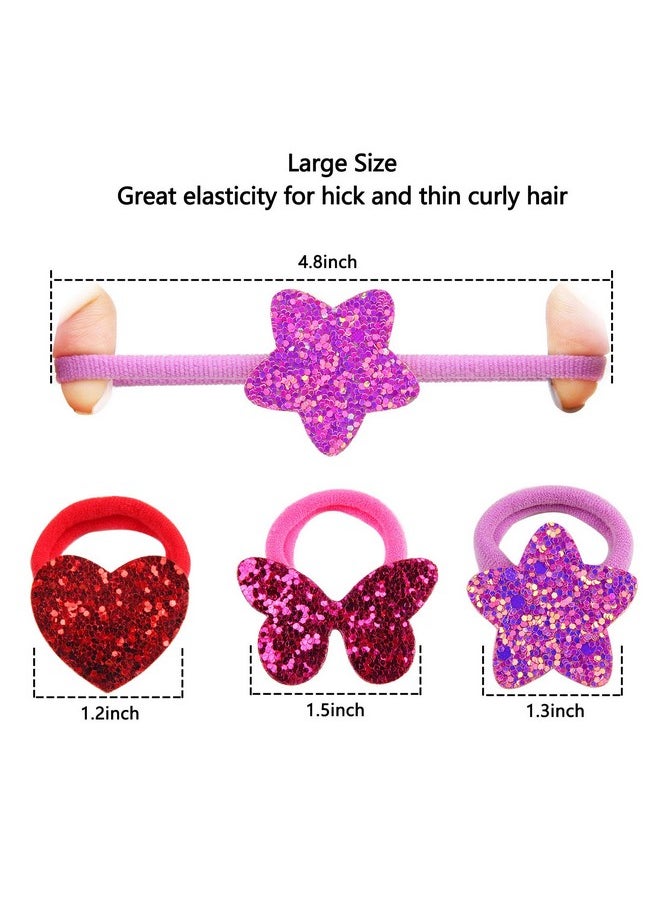 Zifengcer - 36 Pcs Glitter Hair Ties For Baby Girls Elastic Rubber Bands Hair Scrunchies For Toddler Girls Rainbow Sequin Sparkle Star Heart Butterfly Cartoon Ponytail Holders Hair Accessories Sold By Zifengcer - Image 1