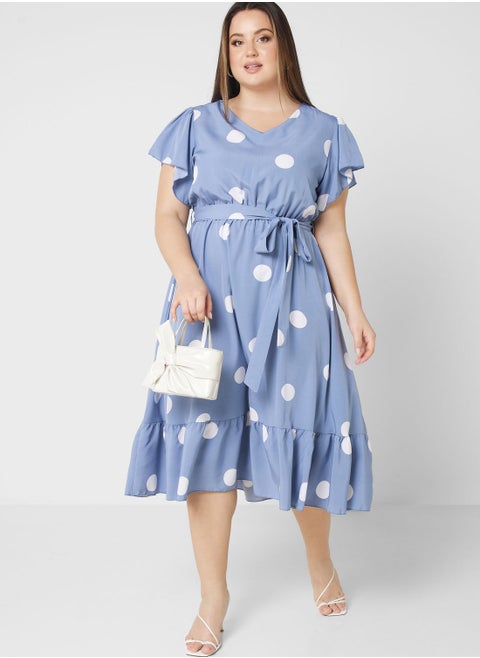 Polka Dot Belted Dress