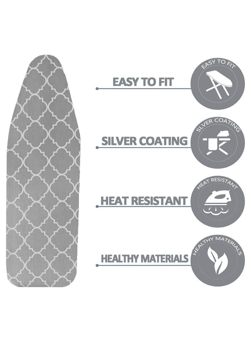 Ironing Board Cover 110cm×34cm with 5mm Thickened Foam 100% Cotton Material 4 Elastic Fasteners,Scorch & Stain-Resistant iron table cover Heat-resistant, non-slip foldable design - Image 3