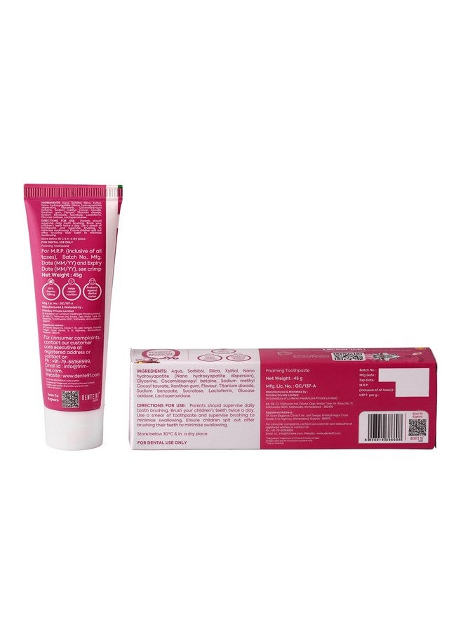 DENTE91 Kids Toothpaste, Protects Against Dental Caries & Hypersensitivity, Fluoride Free, Strawberry Flavour - 45 G  - Image 2