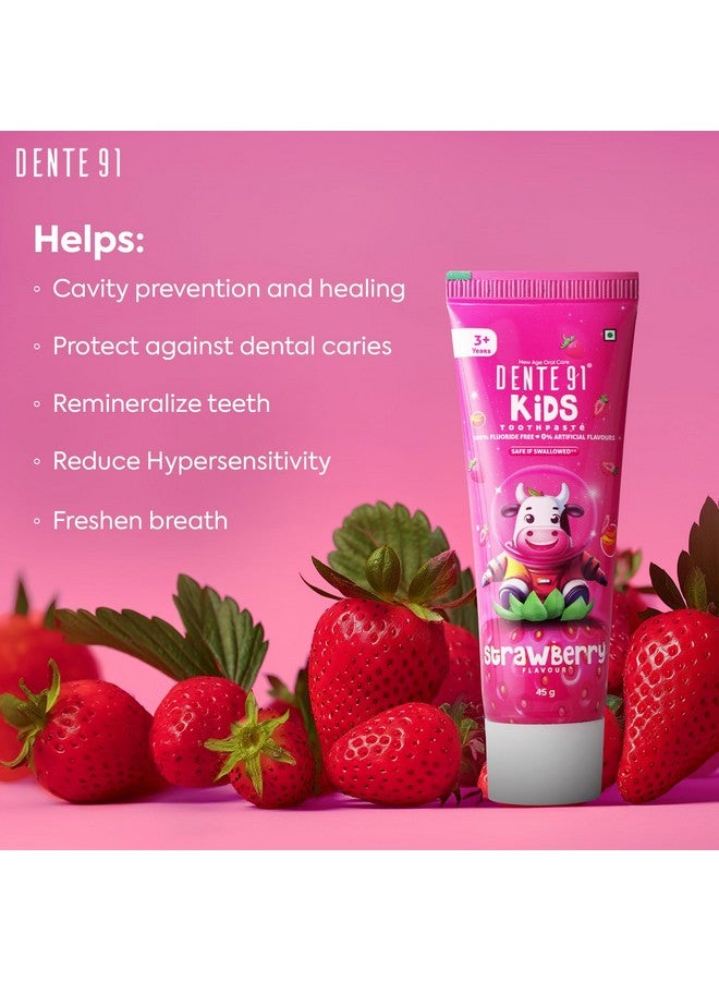 DENTE91 Kids Toothpaste, Protects Against Dental Caries & Hypersensitivity, Fluoride Free, Strawberry Flavour - 45 G  - Image 5