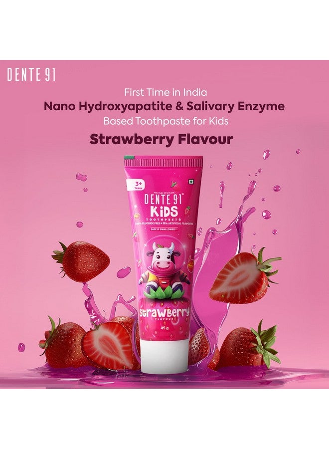 DENTE91 Kids Toothpaste, Protects Against Dental Caries & Hypersensitivity, Fluoride Free, Strawberry Flavour - 45 G  - Image 3