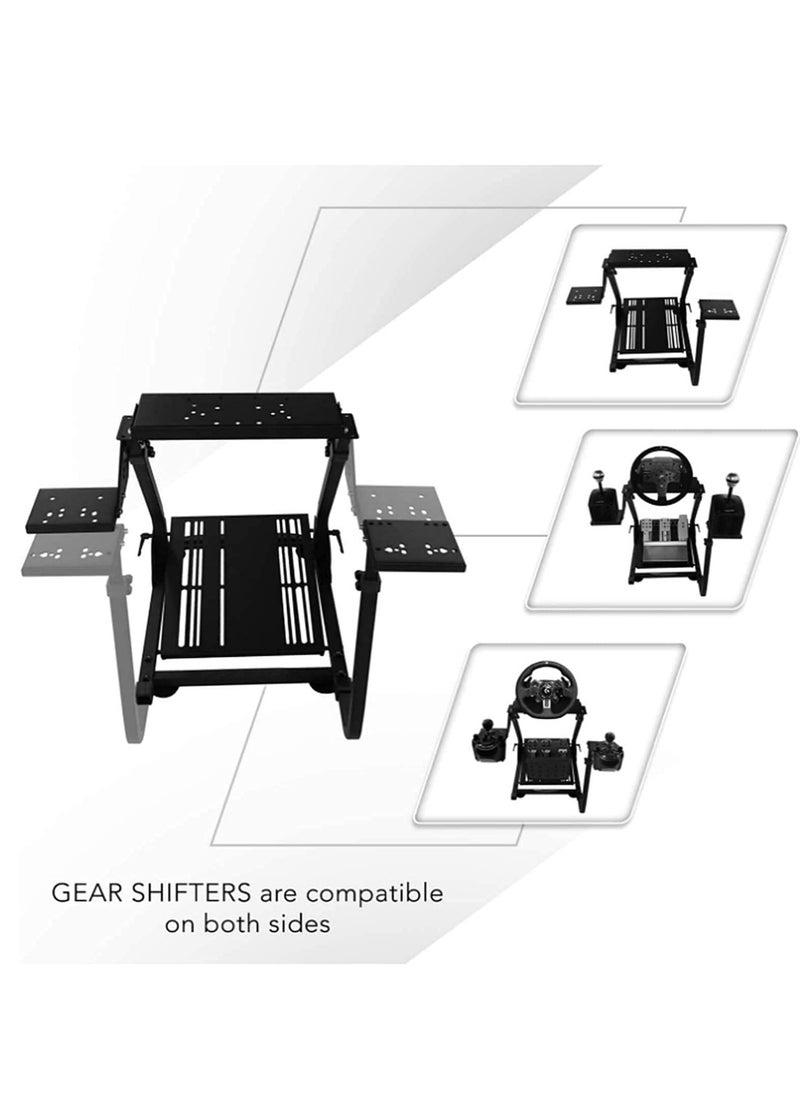 فلاشهوك حامل عجلة سباق قابل للطي، لجهاز Logitech G29/G920 وThrustmaster T300RS، إطار فولاذي قابل للتعديل، قاعدة مضادة للانزلاق، موفر للمساحة، أسود  - Image 4
