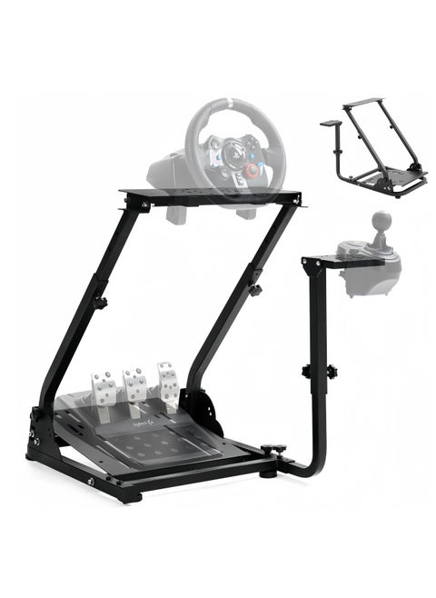 Foldable Racing Wheel Stand, for Logitech G29/G920 & Thrustmaster T300RS, Adjustable Steel Frame, Anti-Slip Base, Space-Saving, Black