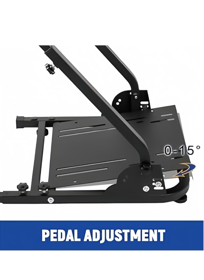 Foldable Racing Wheel Stand, for Logitech G29/G920 & Thrustmaster T300RS, Adjustable Steel Frame, Anti-Slip Base, Space-Saving, Black