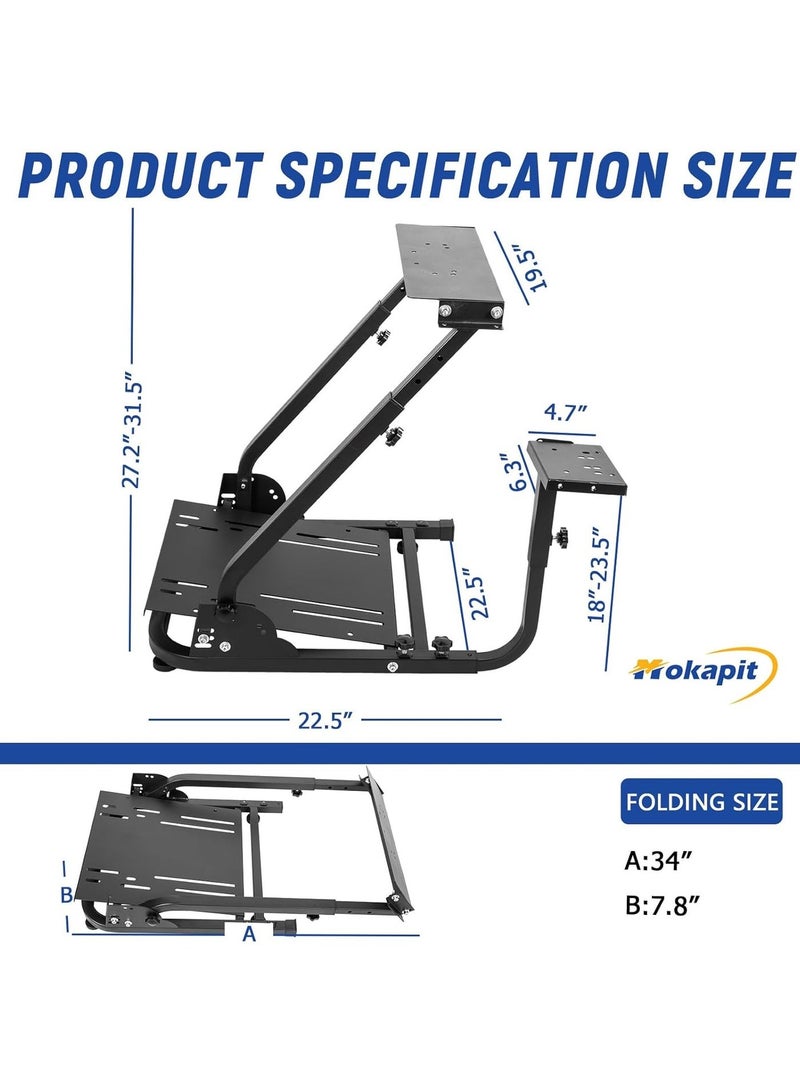 فلاشهوك حامل عجلة سباق قابل للطي، لجهاز Logitech G29/G920 وThrustmaster T300RS، إطار فولاذي قابل للتعديل، قاعدة مضادة للانزلاق، موفر للمساحة، أسود - Image 2