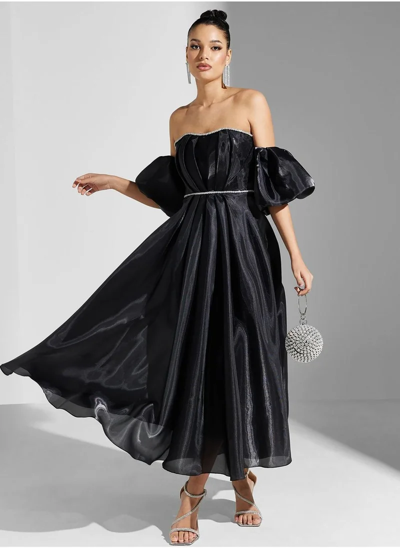 Akadia Fashion Organza Sleeve Dress