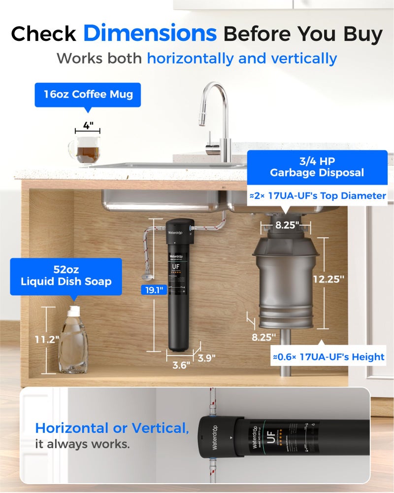 Waterdrop 17UA-UF 0.01 Î¼m Ultra Filtration Under Sink Water Filter System, 3 Years, Reduces Lead, Chlorine, Bad Taste & Odor, Direct Connect to Kitchen Faucet, USA Tech - Image 5