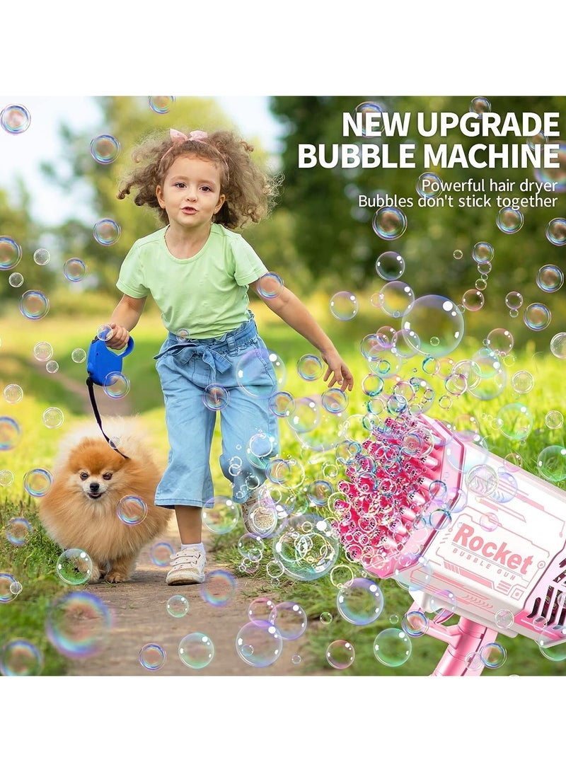 JAJEEK Rocket Bubble Gun Bubble Machine - Lights, Bubble Solution Included - Perfect for Kids Adults Birthday Wedding Party - Pink Bubble Blower Creates Endless Bubbles for Outdoor Fun! - Image 4