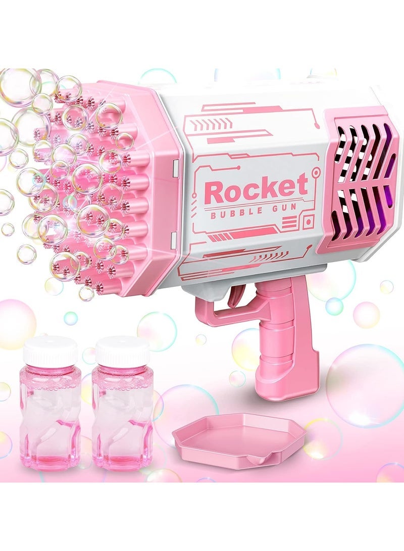 JAJEEK Rocket Bubble Gun Bubble Machine - Lights, Bubble Solution Included - Perfect for Kids Adults Birthday Wedding Party - Pink Bubble Blower Creates Endless Bubbles for Outdoor Fun! - Image 1