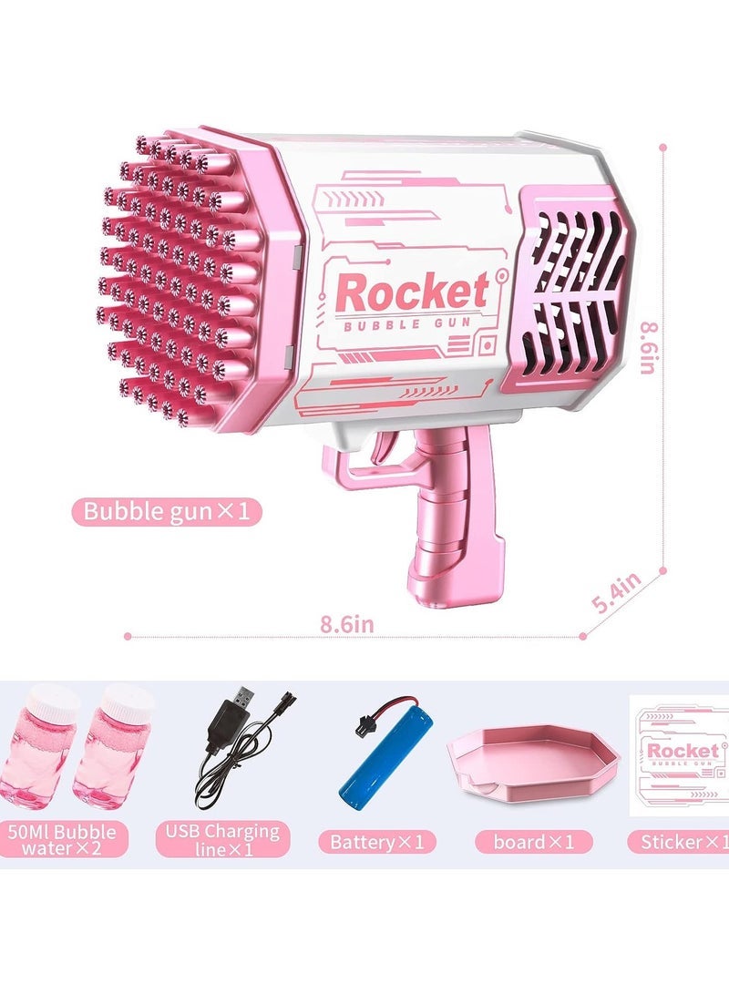 JAJEEK Rocket Bubble Gun Bubble Machine - Lights, Bubble Solution Included - Perfect for Kids Adults Birthday Wedding Party - Pink Bubble Blower Creates Endless Bubbles for Outdoor Fun! - Image 2