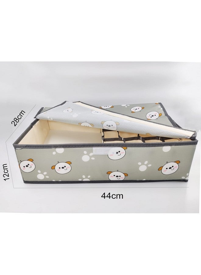 HOUSE OF QUIRK House of Quirk Innerwear Organizer 16+1 Compartment Non-Smell Non Woven Foldable Fabric Trunk Organisers Storage Box For Closet (Grey Dog, Rectangular) - Image 2