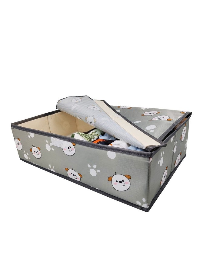 HOUSE OF QUIRK House of Quirk Innerwear Organizer 16+1 Compartment Non-Smell Non Woven Foldable Fabric Trunk Organisers Storage Box For Closet (Grey Dog, Rectangular) - Image 1