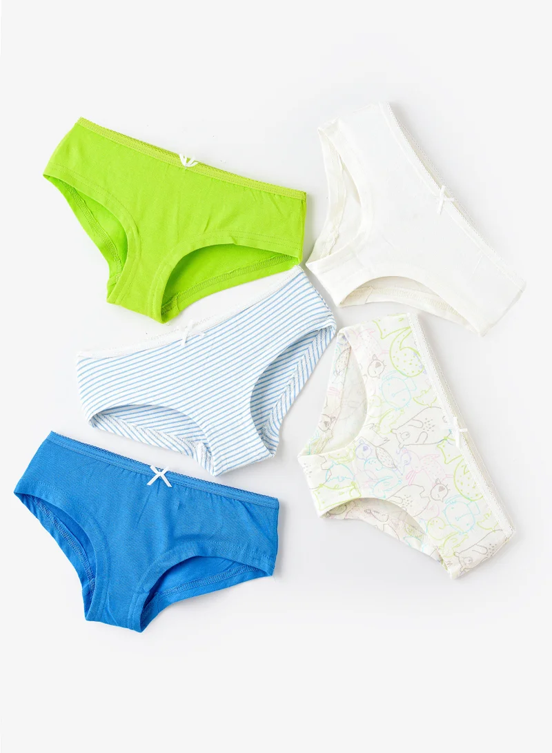 Jelliene 5 Pack Girls Briefs 95% Cotton 5% Elastane, Soft and Comfortable Underwear for Girls