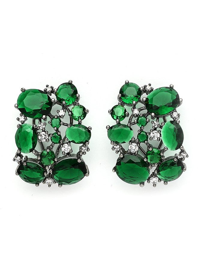 Karatcart Glamorous Green American Diamond Stone Stud Earrings for Women - Image 1
