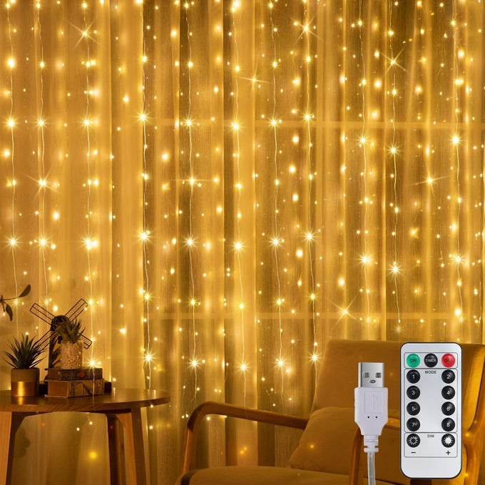 1 PACK 195 LED CURTAIN TAPESTRY LIGHTS BACKDROP STRING LIGHTS 65 X 5 FEET HANGING FAIRY CURTAIN LIGHTS WITH 8 LIGHTING MODES AND REMOTE FOR BEDROOM WINDOW WALL INDOOR OUTDOOR GRADUATION DECOR