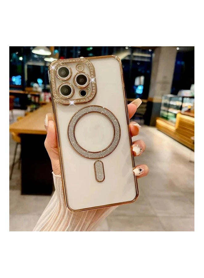 جراب ماك سيف المغناطيسي المصنوع من أحجار الراين الماسية اللامعة مع حماية كاملة لعدسة الكاميرا لايفون 16 بر ماكس - Image 1