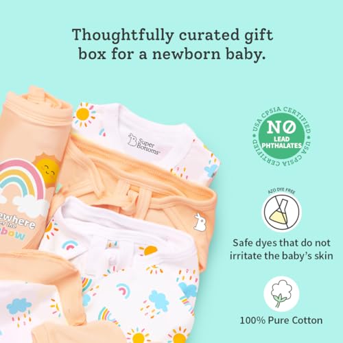 SuperBottoms Baby Gift Set for New Born - Skin-Friendly Newborn Essentials - Ideal Gifts for Newborn Baby – Unisex Clothing - 0-3 Months – 11 Pieces Baby Gift Hamper (Peach) - Image 5