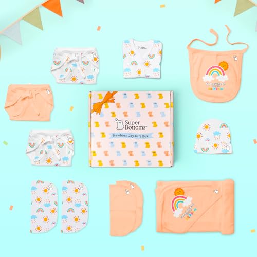 SuperBottoms Baby Gift Set for New Born - Skin-Friendly Newborn Essentials - Ideal Gifts for Newborn Baby – Unisex Clothing - 0-3 Months – 11 Pieces Baby Gift Hamper (Peach) - Image 2