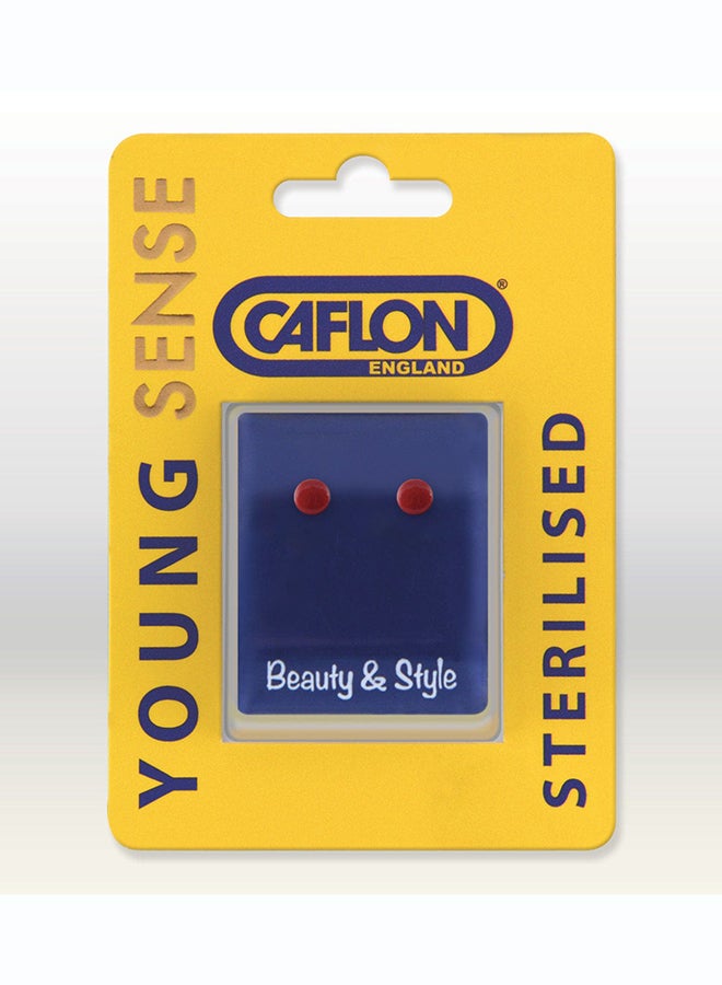Caflon Young Sense Gold Plated Small Buttons | Red Earring