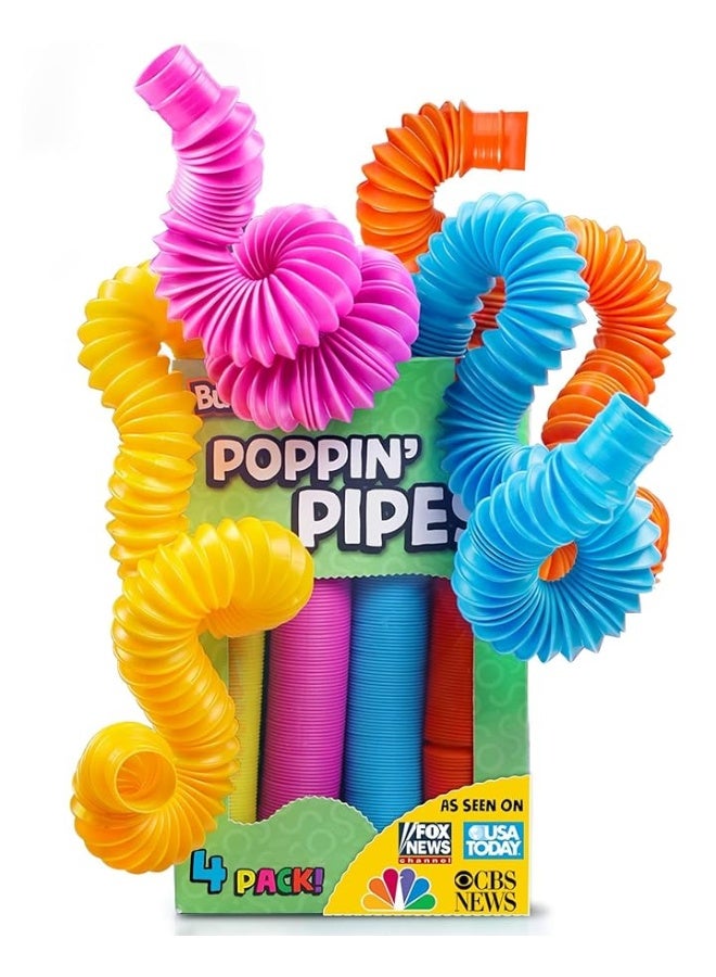 BUNMO Pop Tubes Large 4 Pack | Sensory Toys | Hours of Fun for Kids | Imaginative Play & Stimulating Creative Learning | Toddler Sensory Toys | Tons of Ways to Play | Connect, Stretch, Twist & Pop - Image 3